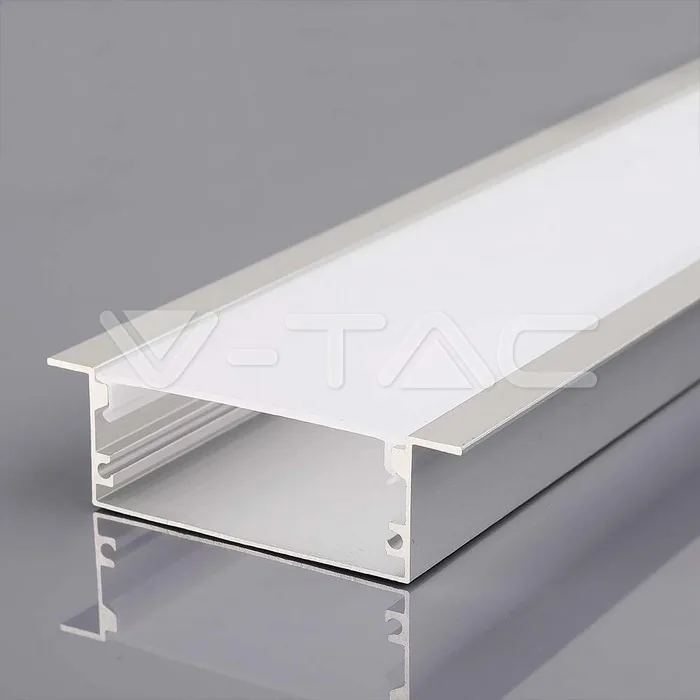 V-Tac LED Strip Mounting Kit With Diffuser Aluminum 2000*50*20mm Silver Body