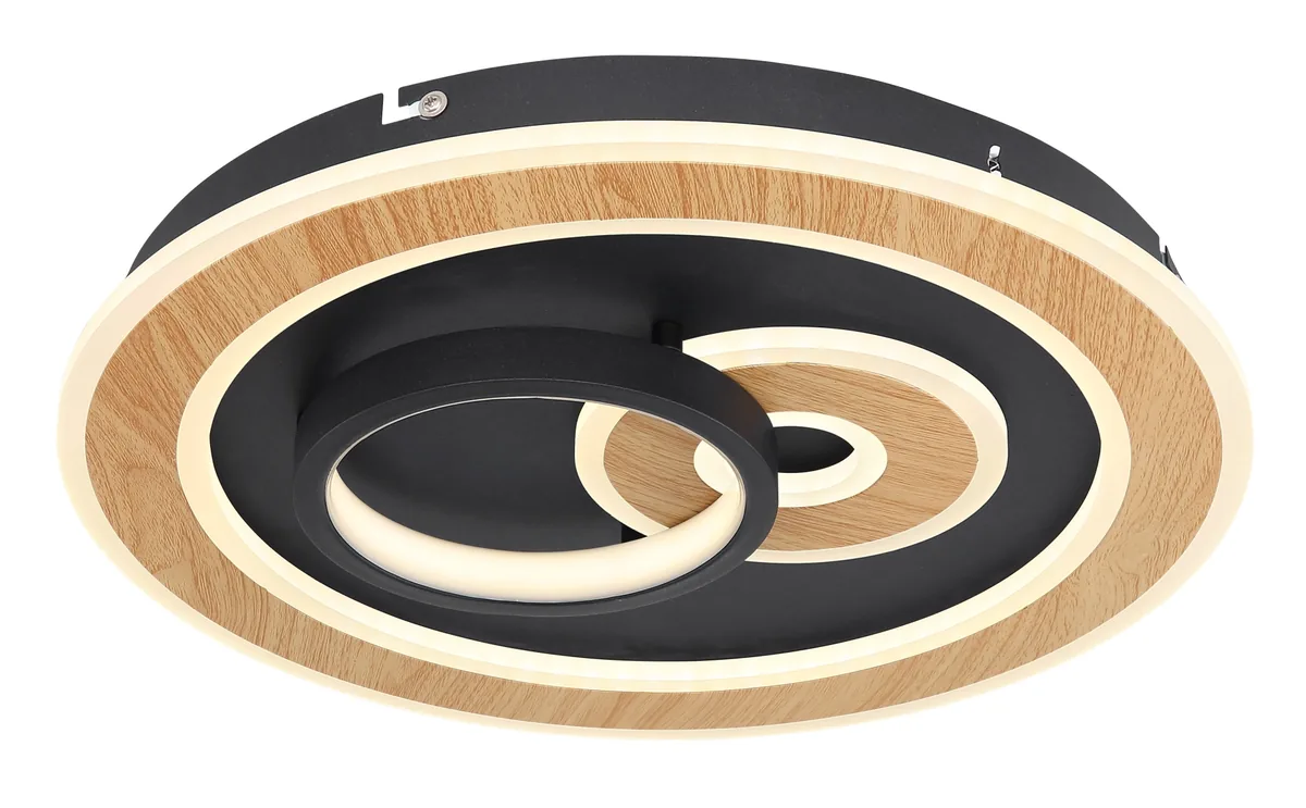 Globo CHESSY ceiling light - metal black matt - metal wood look dark