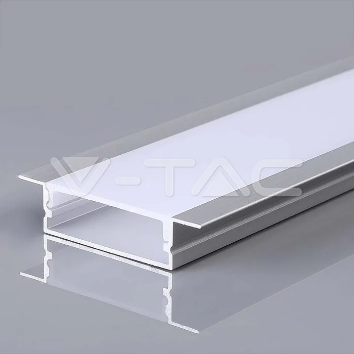 V-Tac LED Strip Mounting Kit With Diffuser Aluminum 2000*30*10mm Silver Body