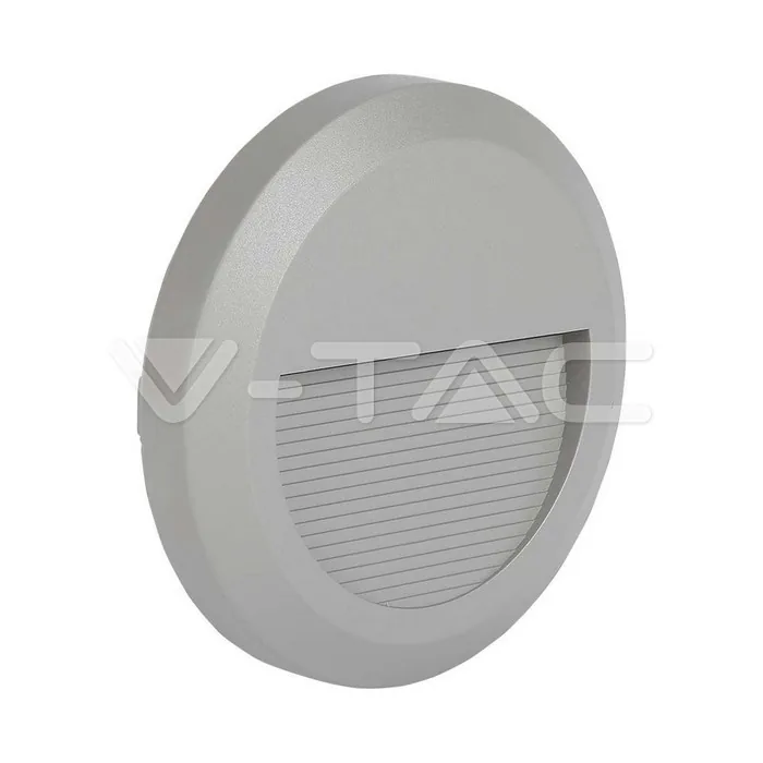 V-Tac 2W LED Step Light Grey Body Round 3000K