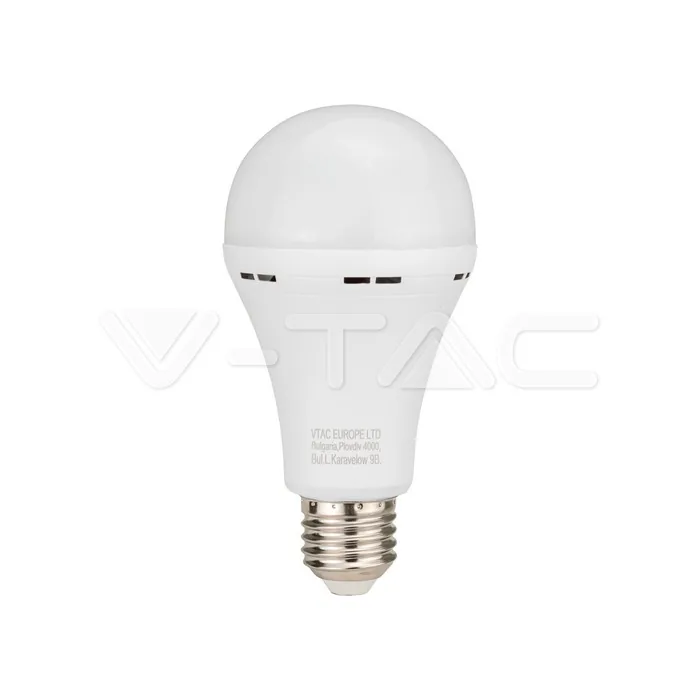 V-Tac LED Bulb 9W E27 A70 Plastic Emergency Lamp 4000K