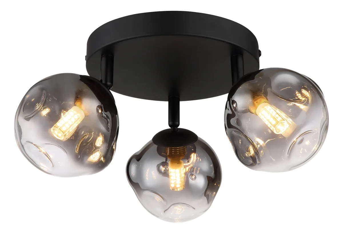 Globo ARIN spotlights - metal black matt - glass smoke colored
