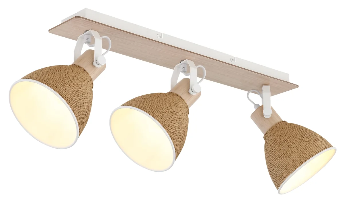 Globo LYNDON spotlights - metal white matt - wood brown