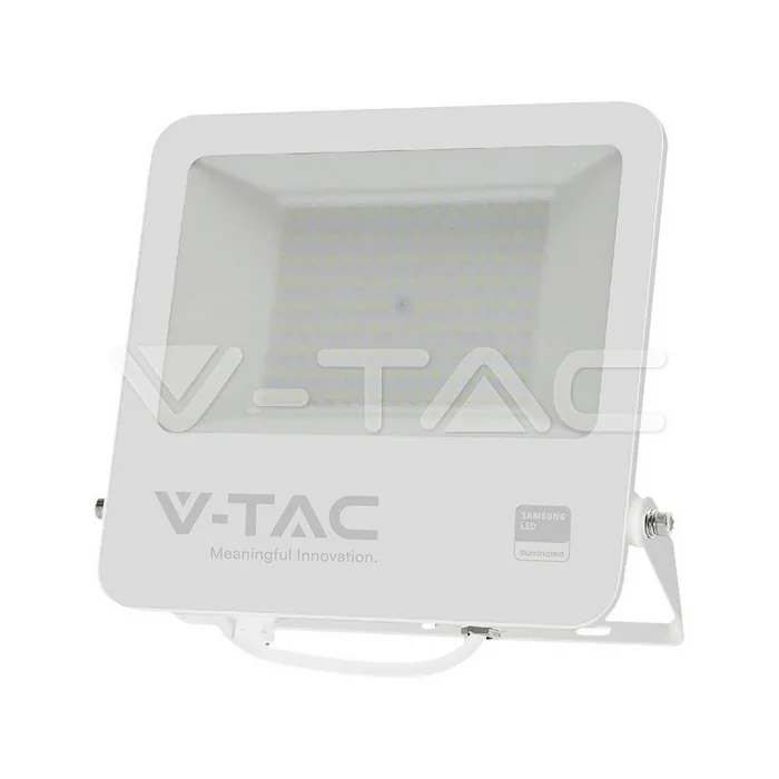 V-Tac 100W LED Floodlight SMD SAMSUNG Chip 1m Wire White Body Grey Frosted Glass 6400K