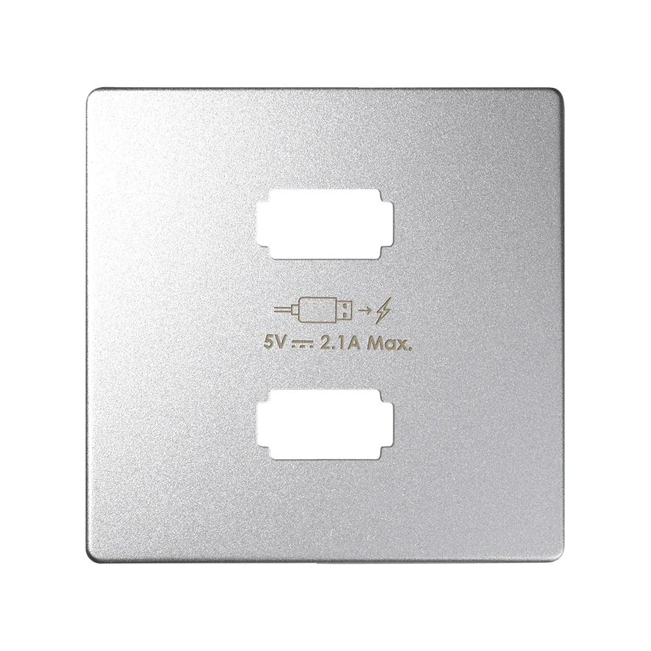 Simon Cover for USB Charger 2 Connectors 5V/DC 2.1A Type A Aluminum Simon 82 Detail