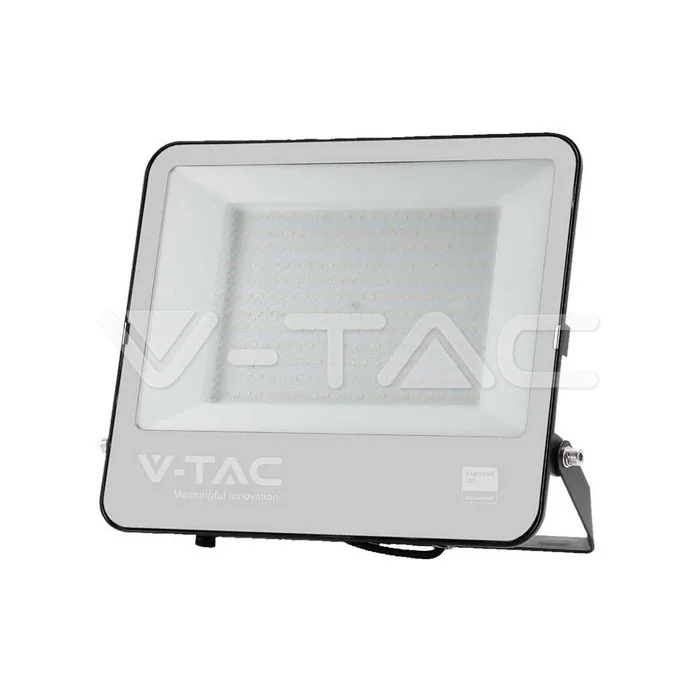 V-Tac 200W LED Floodlight SMD SAMSUNG Chip 1m Wire Black Body Grey Frosted Glass 6500K
