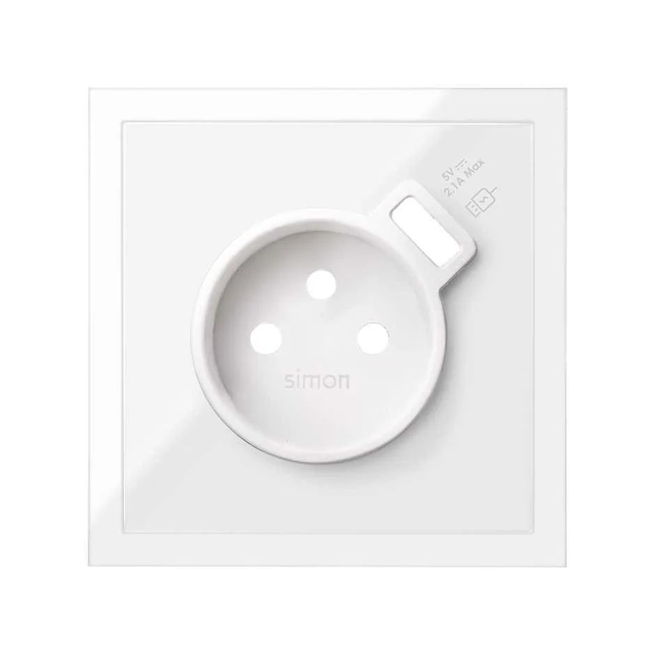 Simon Cover for socket outlet with integrated USB charger gloss white Simon 100