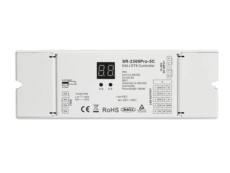 7 In 1 Multi Addresses Enabled Professional DALI DT8 LED Controller SR-2309PRO-5C DALI Controller