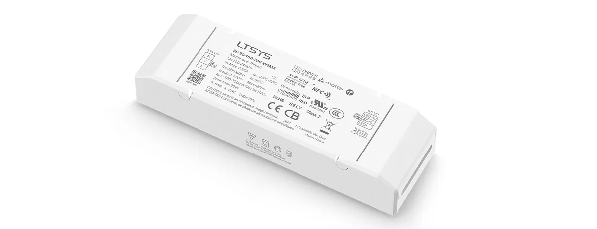LTECH 20W 100-700mA NFC CC Matter Tunable White LED Driver SE-20-100-700-W2MA