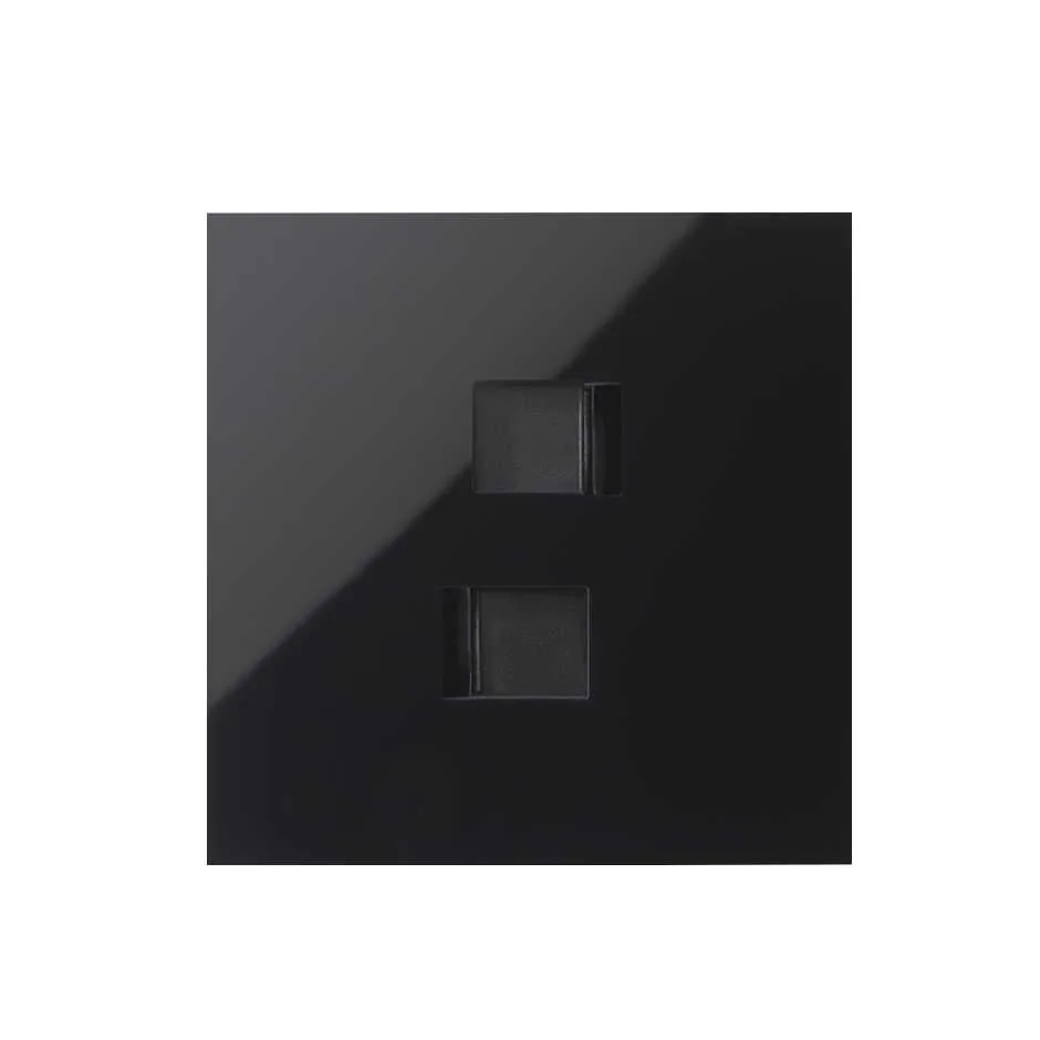 Simon Front face kit for 1 element with 2 gloss black RJ45 connectors Simon 100