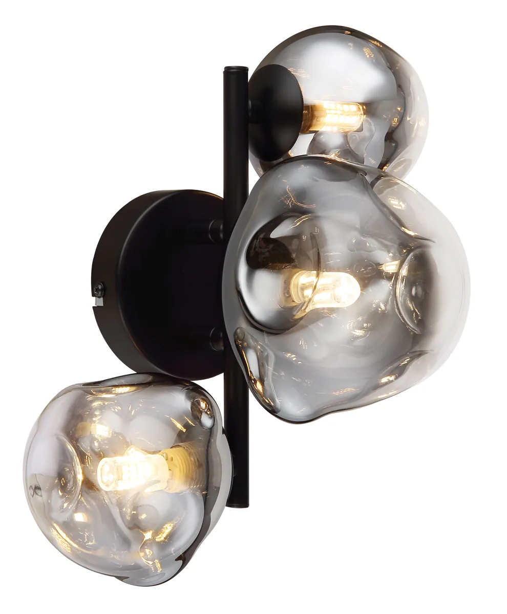 Globo ARIN ceiling light - metal black matt - glass smoke colored