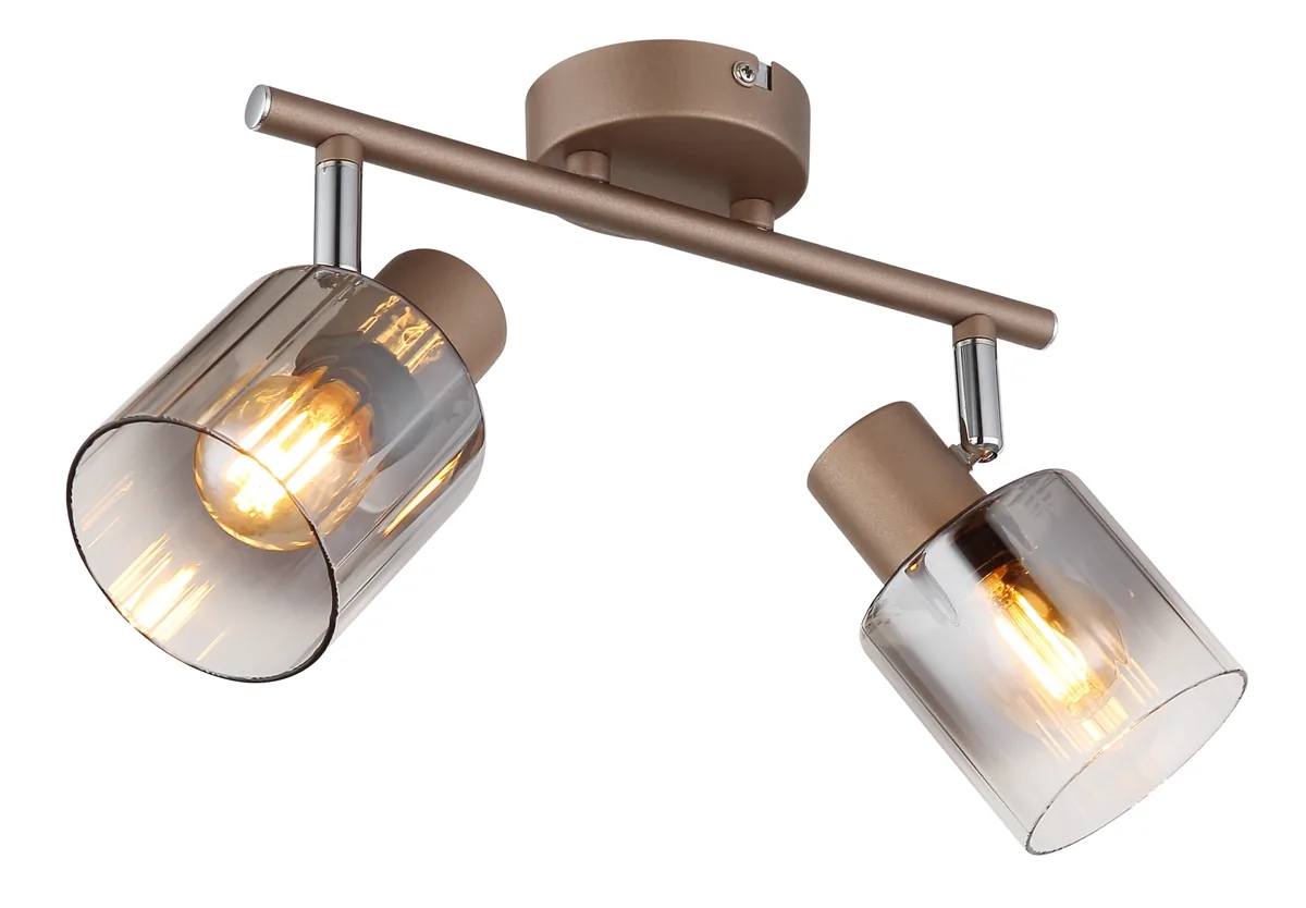 Globo WALTON spotlights - metal coffee colored matt - glass smoke colored