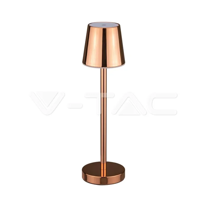 V-Tac 3W LED Table Lamp Rechargeable Touch Dimmable Gold Body 3000K