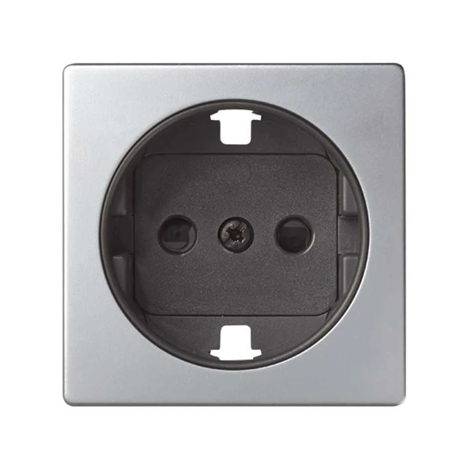 Simon Cover with safety device for German socket outlet aluminium Simon 82