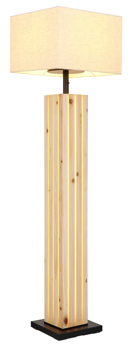 Globo ADAN Floor lamp - wood natural color - linen beige