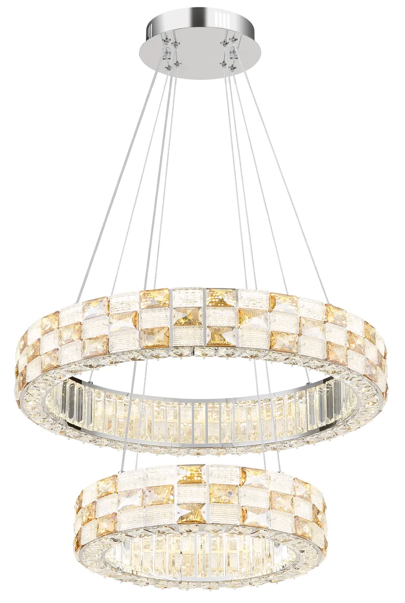 Globo LIDIA pendant lamp - metal chromed - glass crystals clear