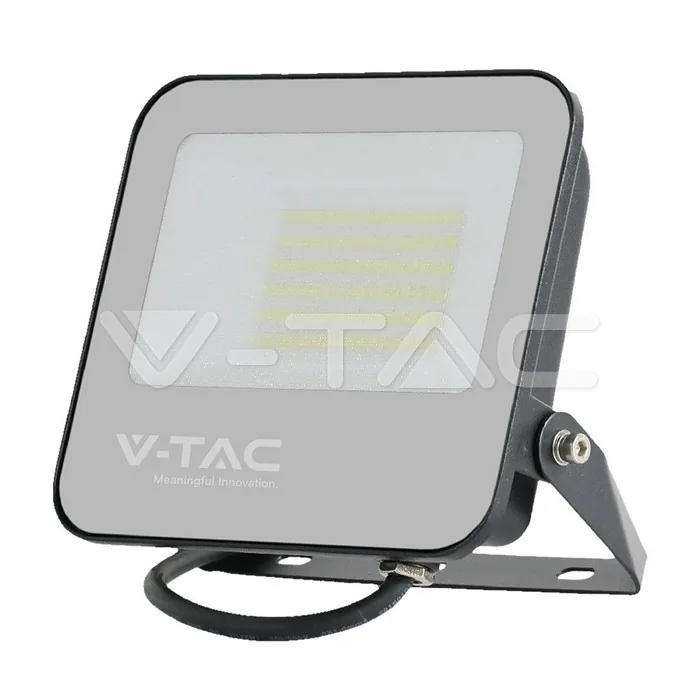 V-Tac 50W LED Floodlight 4000K Black Body Grey Glass 160lm/W 5yrs Warranty
