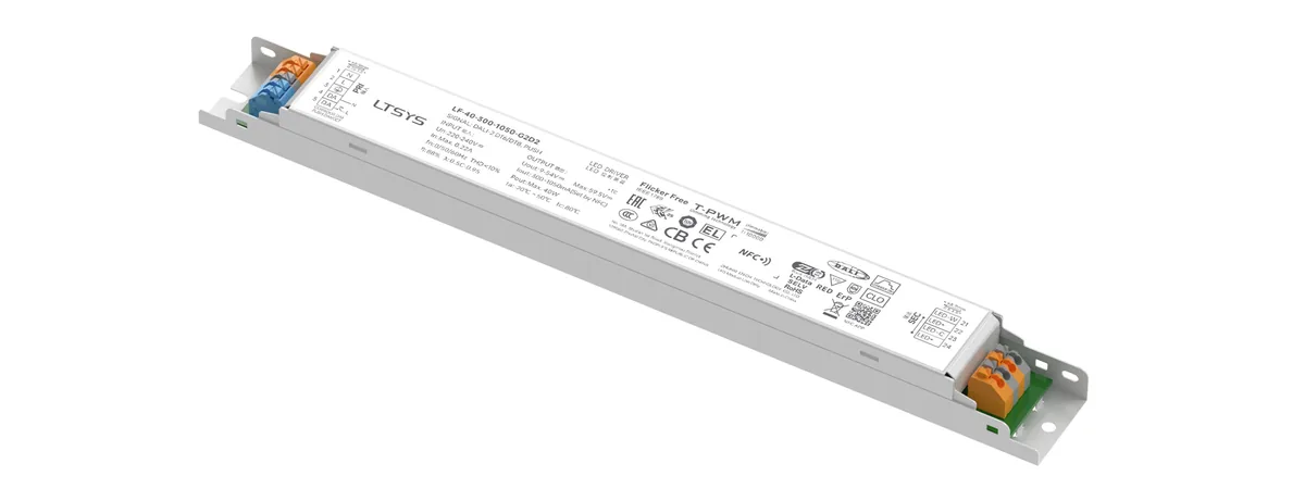 LTECH 40W 300-1050mA NFC DALI-2 DT6/DT8 CC Linear tunable white Driver LF-40-300-1050-G2D2 (Built-in)