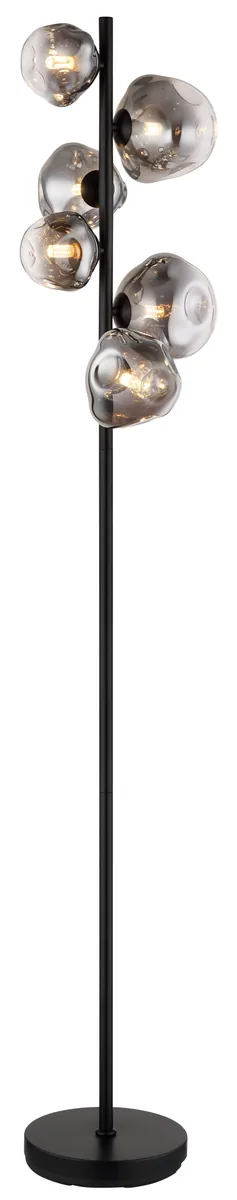 Globo ARIN Floor lamp - metal black matt - glass smoke colored