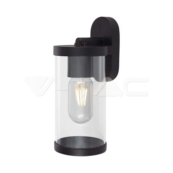 V-Tac E27 Wall Lamp Holder Clear PC Black Body
