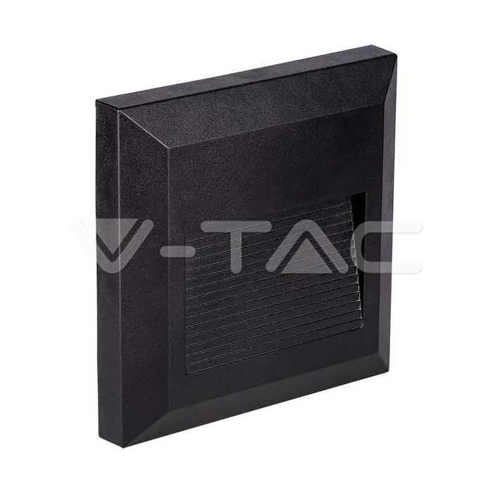 V-Tac 2W LED Step Light Black Body Square 3000K