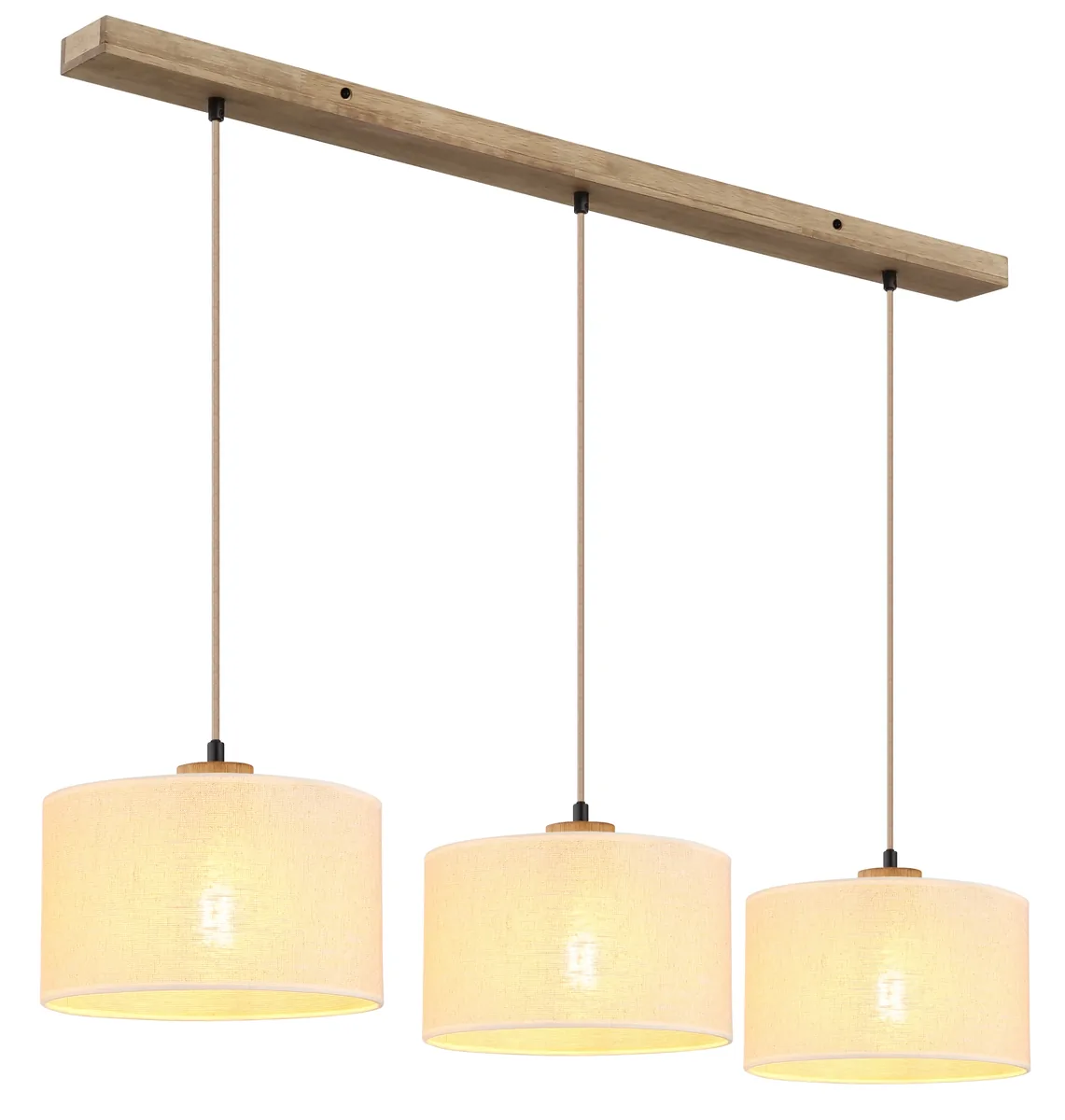 Globo JULE pendant lamp - wood brown - linen beige