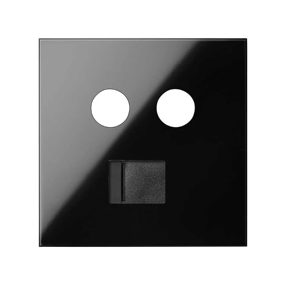 Simon Cover for inductive sockets R / TV + SAT and RJ45 voice and data gloss black Simon 100