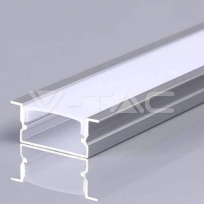 V-Tac LED Strip Mounting Kit With Diffuser Aluminum 2000*20*10mm Silver Body