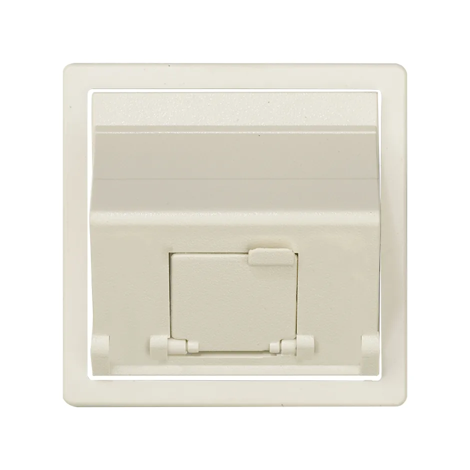 Simon Angled voice and data plate with dust cover for 1 RJ45 connector ivory Simon 82