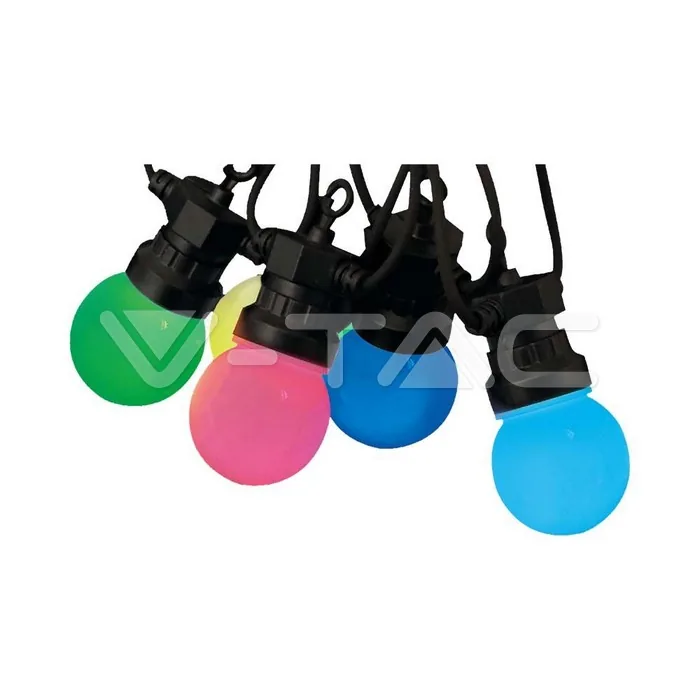 V-Tac LED String Lights with 15 pcs 0.5W RGB Bulbs, 13m
