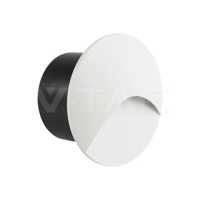 V-Tac 3W LED Step Light 3000K Aluminum White Body Round IP65