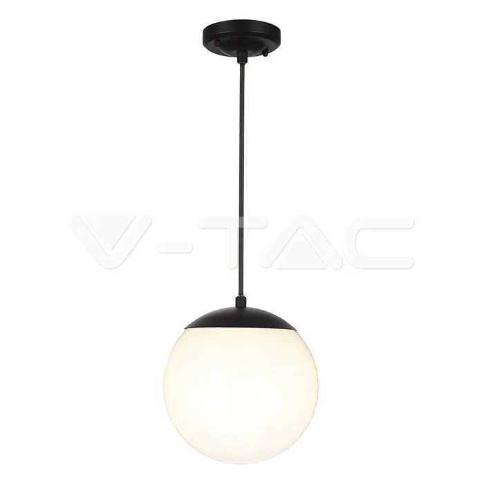 V-Tac Ceiling Hanging Lamp 1xE27 Matt Black Opal Plastic C Ball