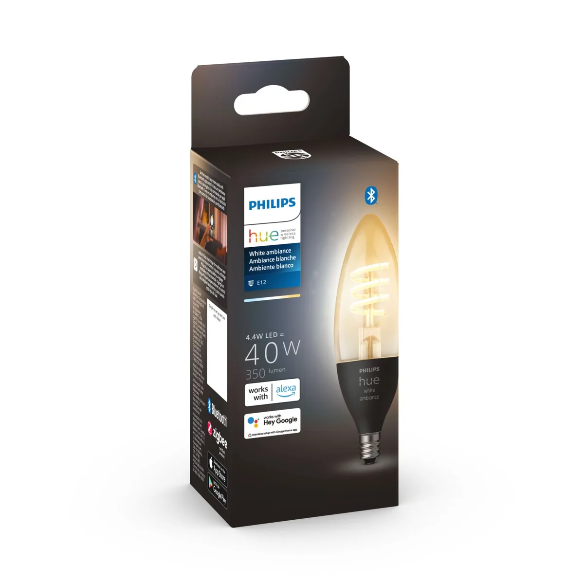 Signify Hue 1-pack Candle Filament E12 LED Bulb White Ambiance