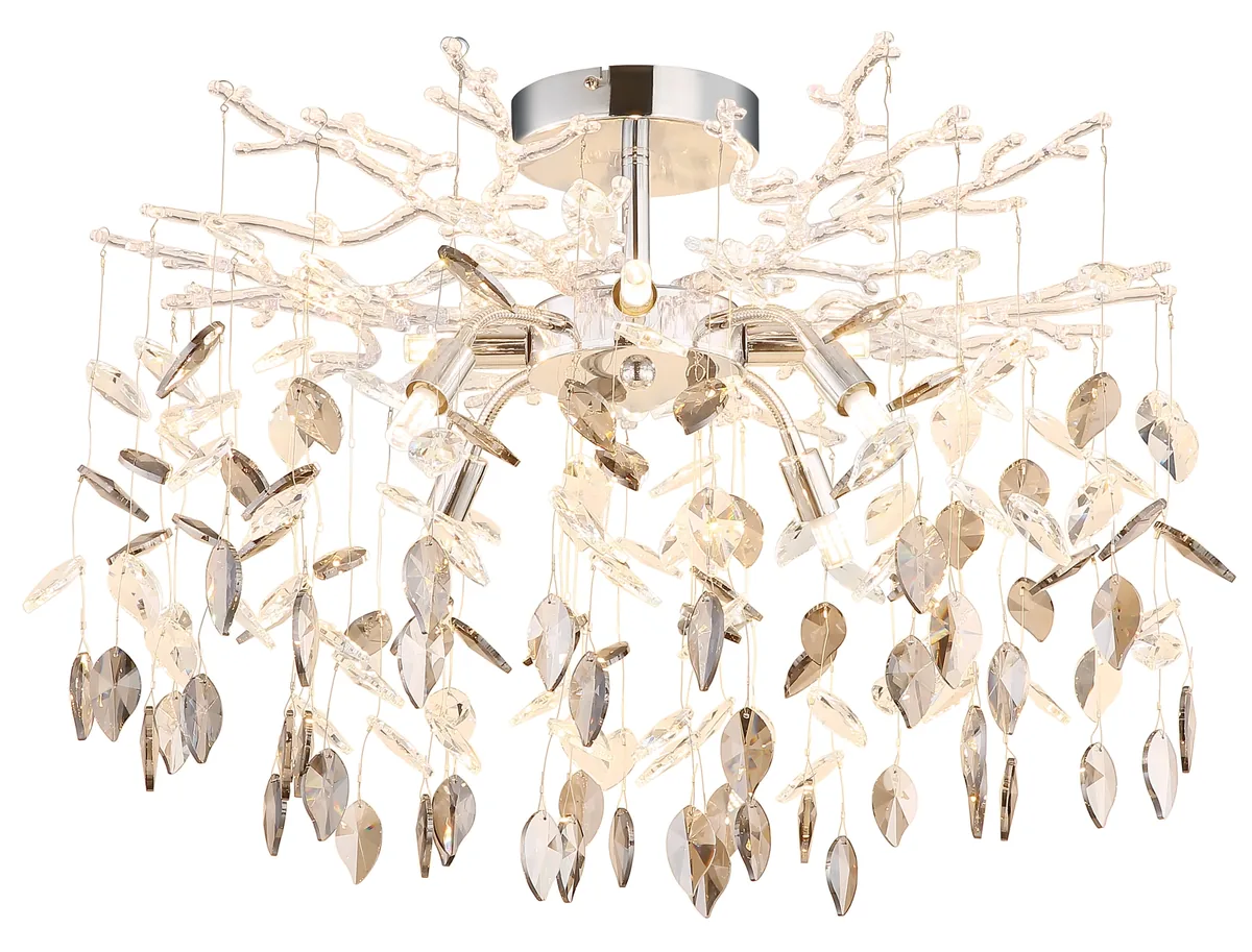 Globo DANNA ceiling light - metal chromed - glass crystals smoke colored