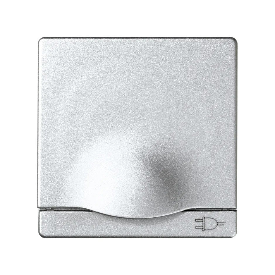 Simon Hinged cover with safety device for German socket outlet cold aluminium Simon 82 Detail
