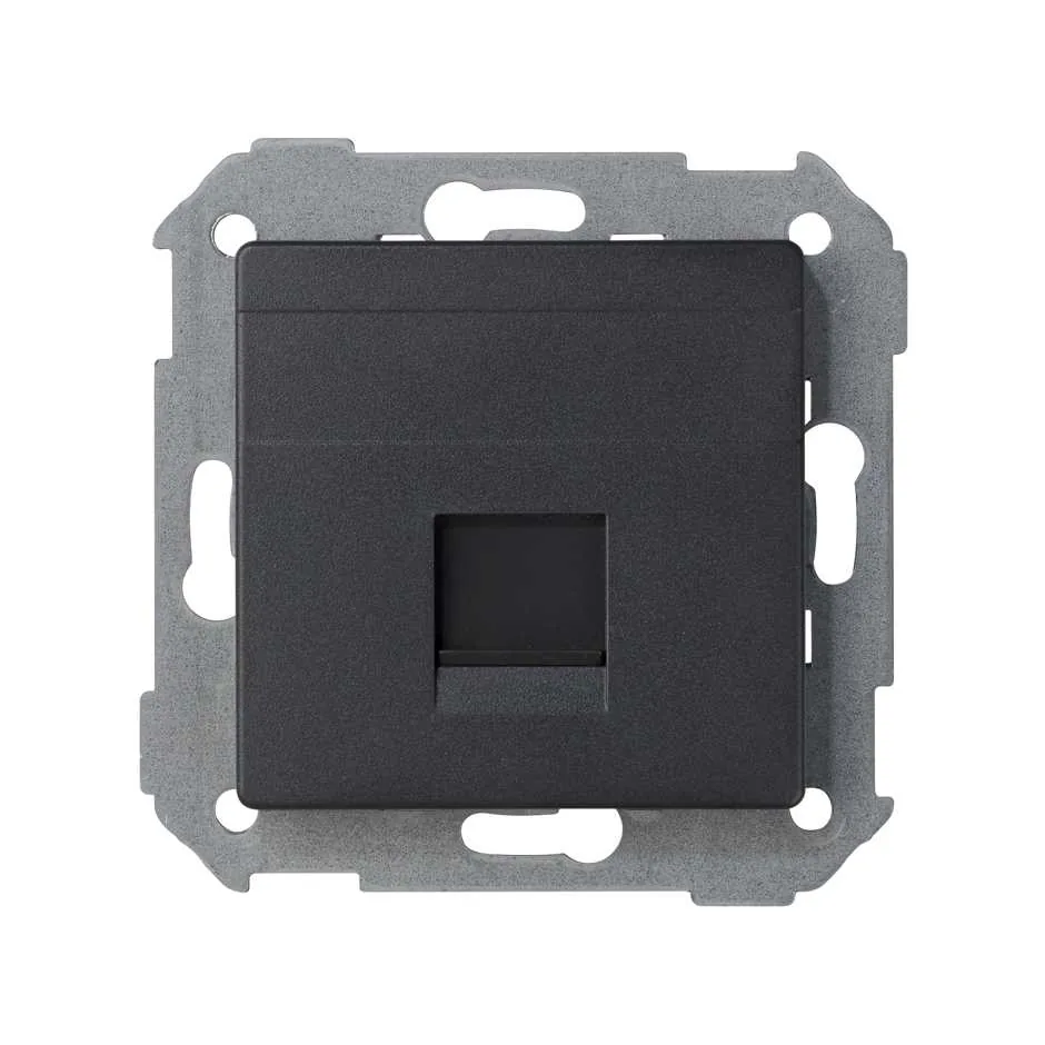 Simon Flat voice and data plate with dust cover for 1 SystimaxÂ® RJ45 connector graphite Simon 82