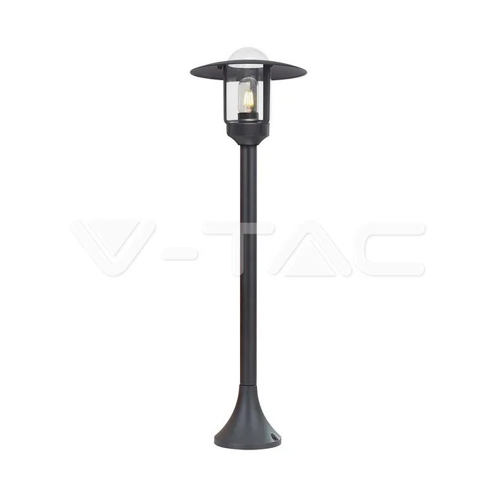 V-Tac E27 Pole Lamp Holder Clear Glass Matt Black Body