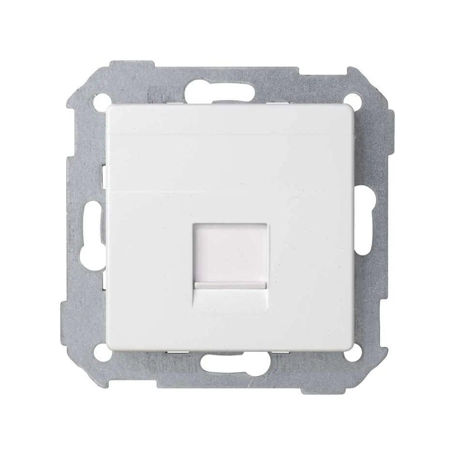 Simon Flat voice and data plate with dust cover for 1 RJ45 connector white Simon 82