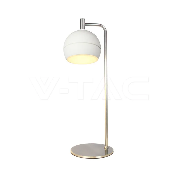 V-Tac 10W LED Designer Table Lamp (D140*T5mm) 3000K Brushed Nickel+White