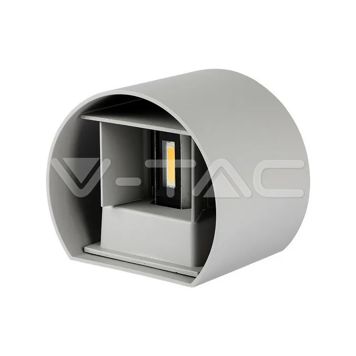 V-Tac 6W Wall Lamp With Bridglux Chip Grey Body Round IP65 4000K