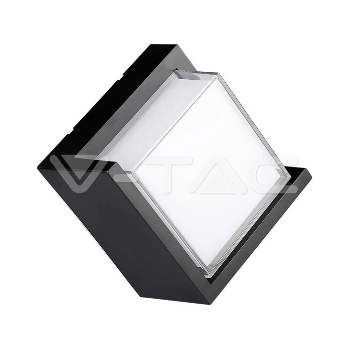 V-Tac 12W LED Wall Light Sami-Frame Black Square IP65 3000K