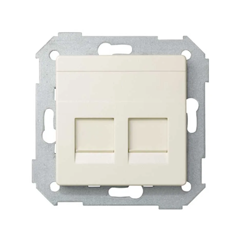 Simon Flat voice and data plate with dust cover for 2 SystimaxÂ® RJ45 connectors ivory Simon 82