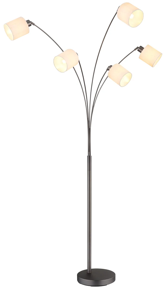 Globo THEA Floor lamp - metal gunmetal matt - linen creme coloured