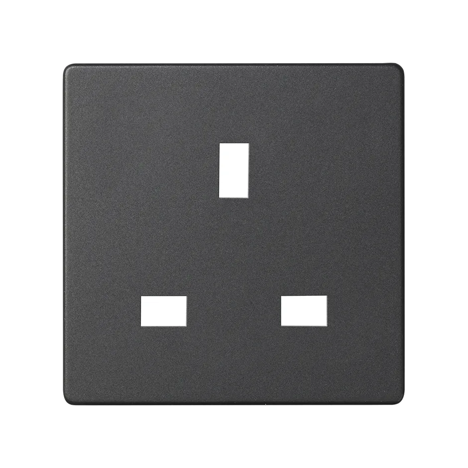 Simon Cover with safety device for British socket outlet graphite Simon 82