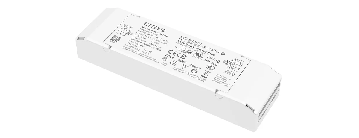 LTECH 40W 300-1050mA NFC CC Matter Tunable White LED Driver SE-40-300-1050-W2MA