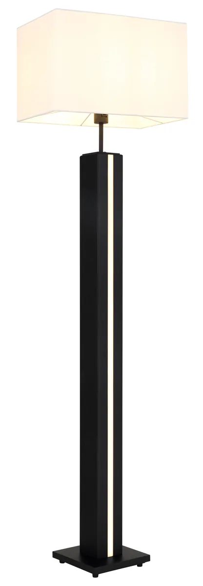 Globo FOREST Floor lamp - MDF wood look dark - textile white