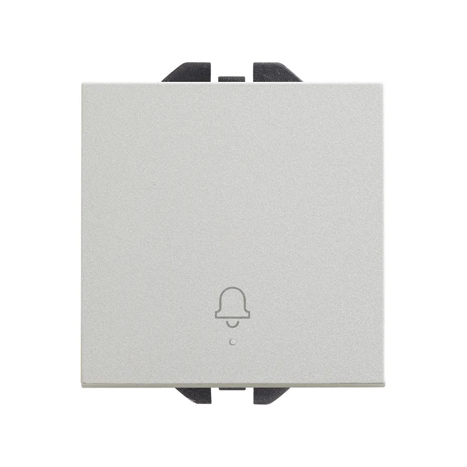 Simon Push-button switch with bell symbol 10A 230V~ and fast terminal connection system aluminium Simon 270