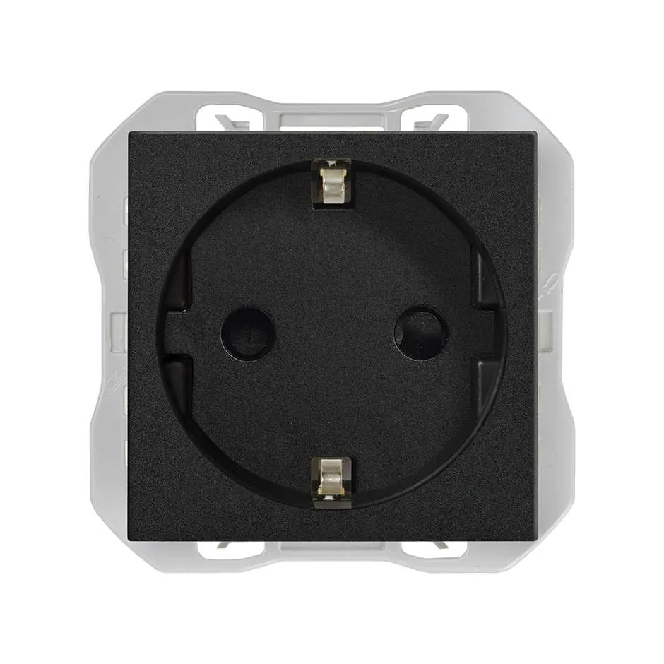 Simon Schuko socket outlet 16A 250 V~ with screw terminal system matt black Simon 270