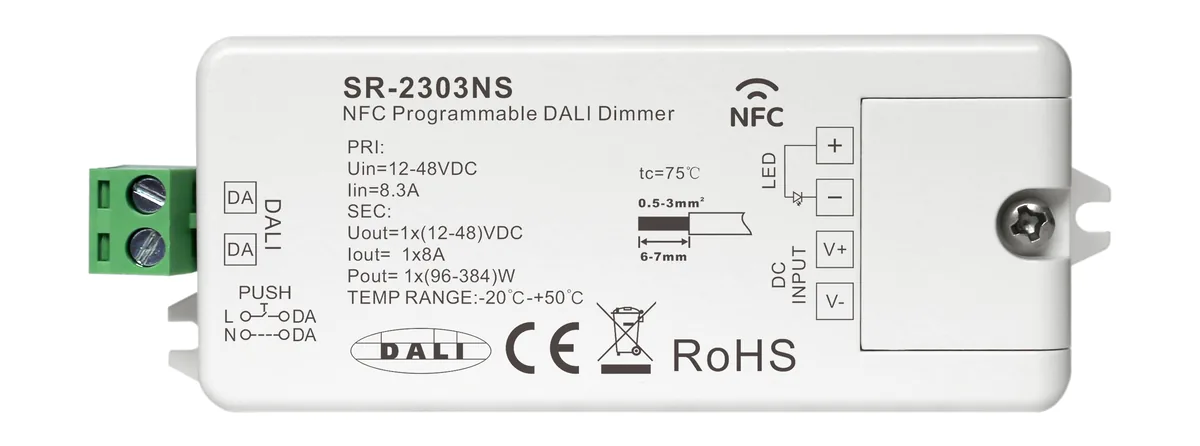 NFC Programmable DALI 2 Dimmer 1Ch SR-2303NS DALI Controller