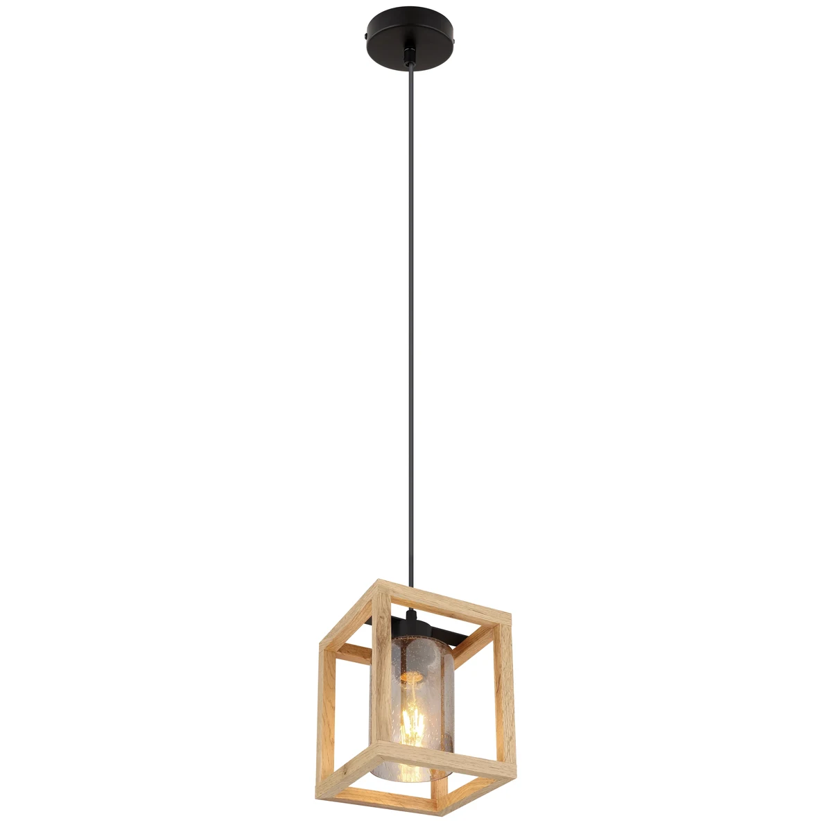 Lumiluce Pettey 15497h Suspension Lamp Metal Black Matt Glass Decorative Pendant